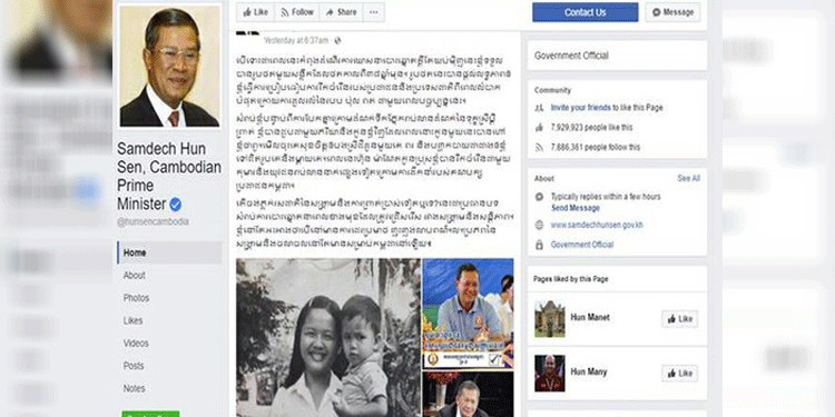 Cambodia’s Hun Sen Doubles Down in Facebook ‘War’ Threat